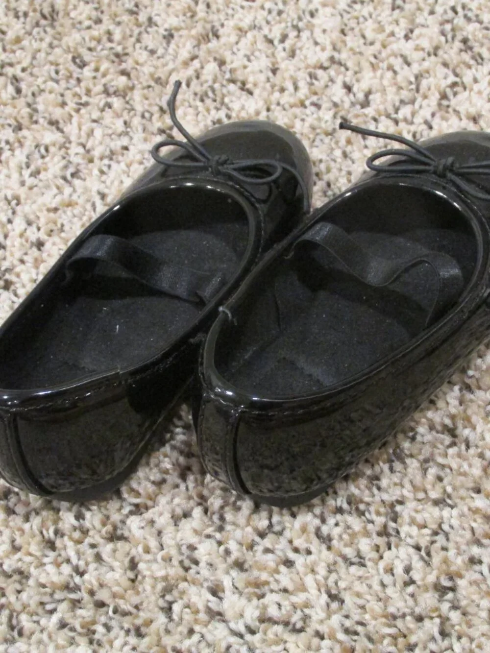 Mary Jane Dress Shoes Toddler Girls 6 Black Ballet Flats Slip On Elastic Strap